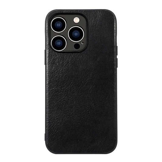 Fashion Solid Color Genuine Leather Phone Case