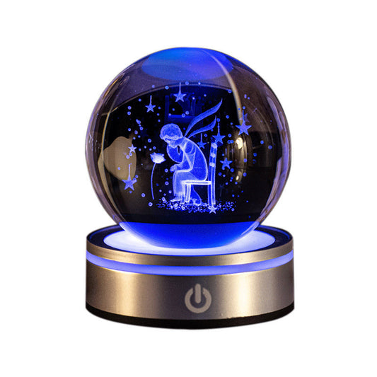 Creative 3D Inner Carving Luminous Crystal Ball Colorful Gradient Small Night Lamp Home Decorations Gifts Selection