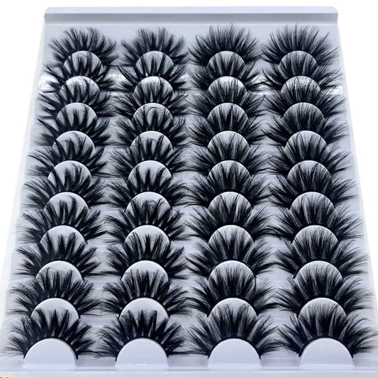 20 Pairs 18-25 mm 3d Mink Lashes Bulk Faux Thick Long Wispy